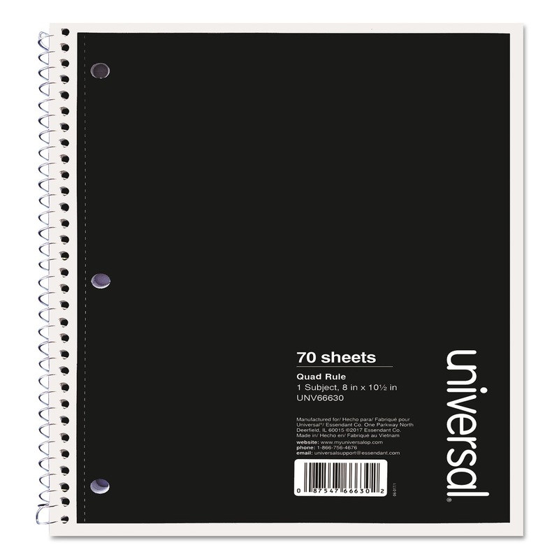 WIREBOUND NOTEBOOK, 4 SQ/IN QUADRILLE RULE, 10.5 X 8, WHITE, 70 SHEETS