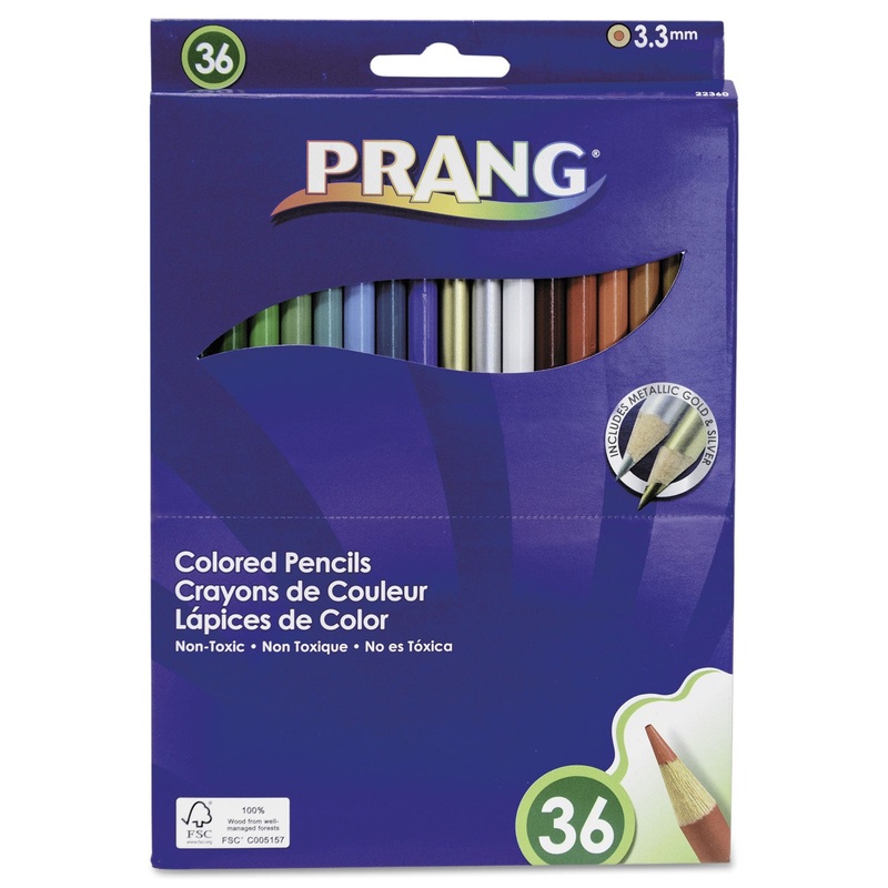 COLORED PENCIL SETS, 3.3 MM, 2B (#1), ASSORTED LEAD/BARREL COLORS, 36/PACK