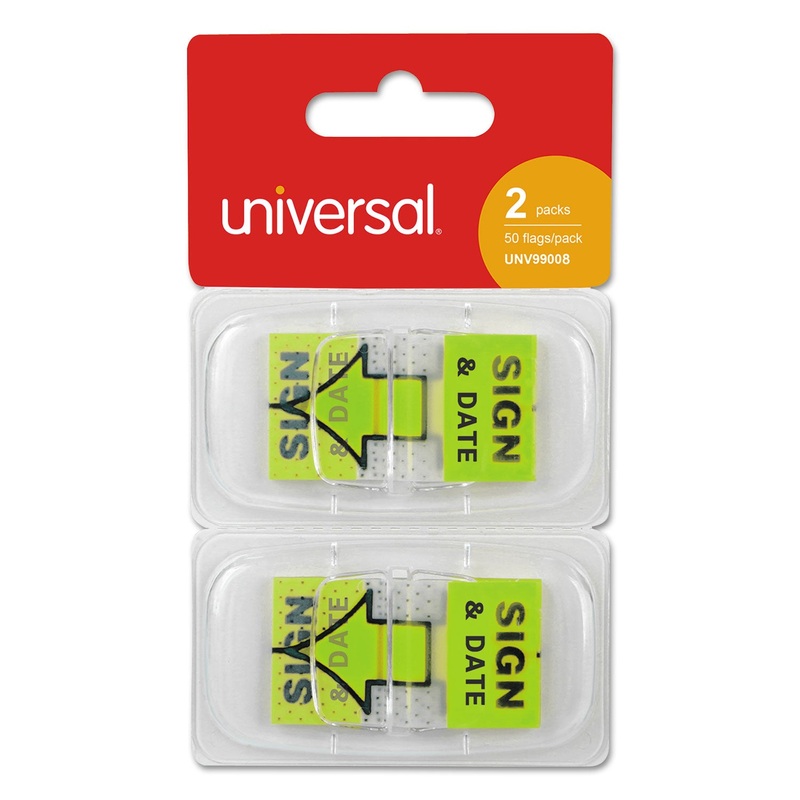 Deluxe Message Arrow Flags, “sign And Date”, Green, 100/pack