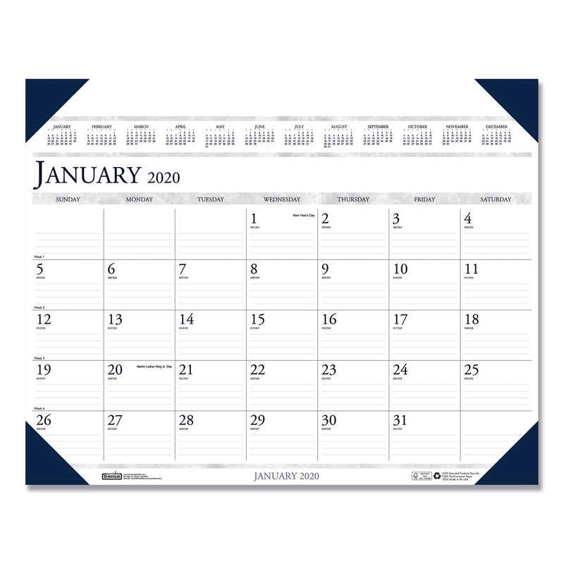EXECUTIVE MONTHLY DESK PAD CALENDAR, 24 X 19, 2020