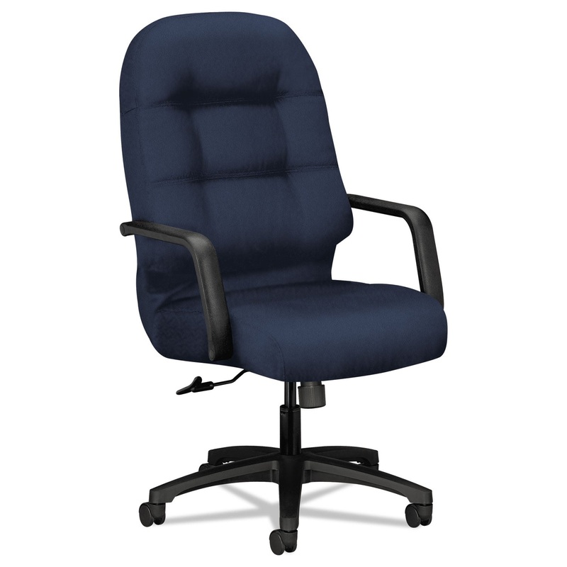 PILLOW-SOFT 2090 SERIES EXECUTIVE HIGH-BACK SWIVEL/TILT CHAIR, SUPPORTS UP TO 300 LBS., NAVY SEAT/NAVY BACK, BLACK BASE
