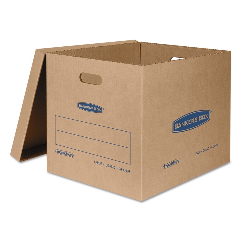 SMOOTHMOVE CLASSIC MOVING & STORAGE BOXES, LARGE, HALF SLOTTED CONTAINER (HSC), 21″ X 17″ X 17″, BROWN KRAFT/BLUE, 5/CARTON