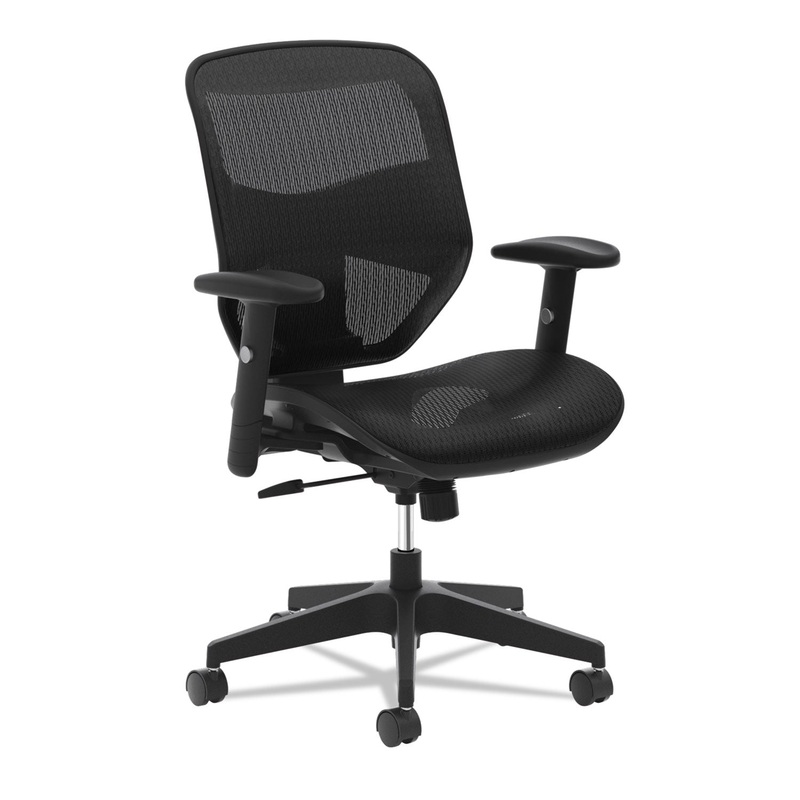 VL534 MESH HIGH-BACK TASK CHAIR, SUPPORTS UP TO 250 LBS., BLACK SEAT/BLACK BACK, BLACK BASE