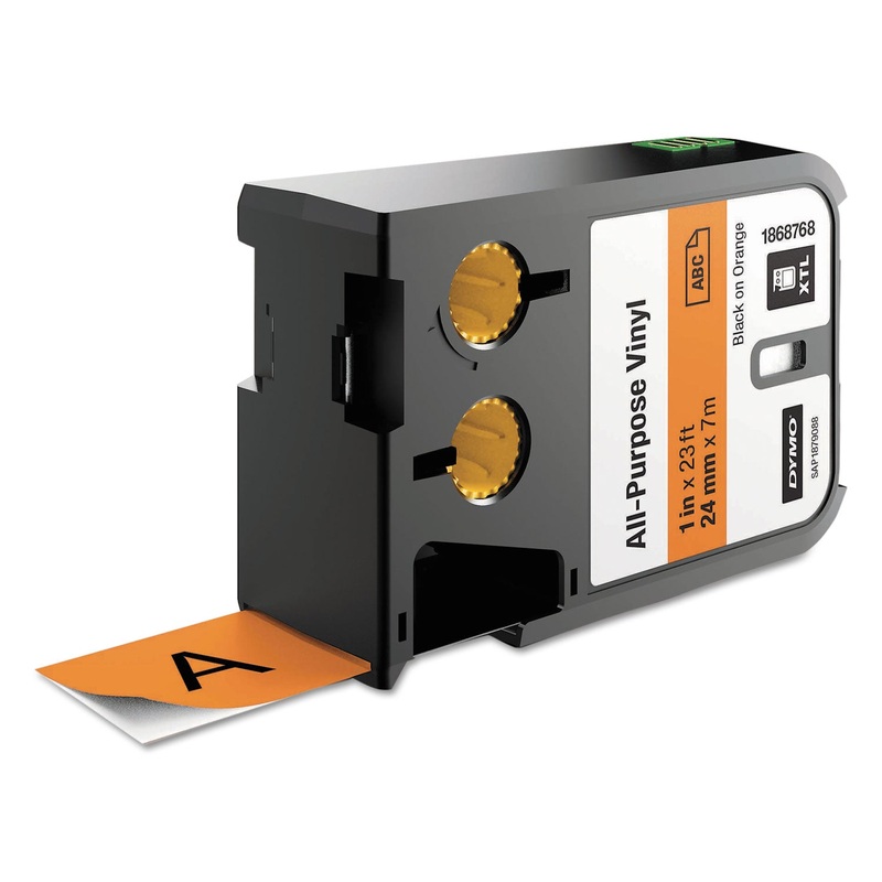 XTL ALL-PURPOSE VINYL LABELS, 1″ X 24.6 FT, ORANGE/BLACK PRINT