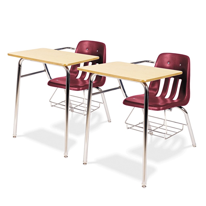 9400 SERIES CHAIR DESK, 21W X 33.5D X 30H, FUSION MAPLE/WINE, 2/CARTON