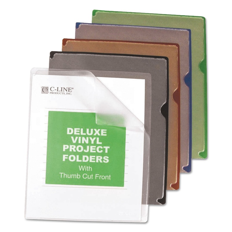 DELUXE VINYL PROJECT FOLDERS, LETTER SIZE, ASSORTED COLORS, 35/BOX