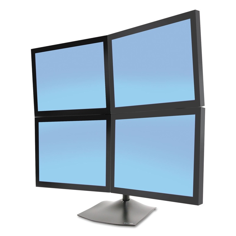 DS100 QUAD-MONITOR DESK STAND, 28W X 12.38D X 28.25H, BLACK