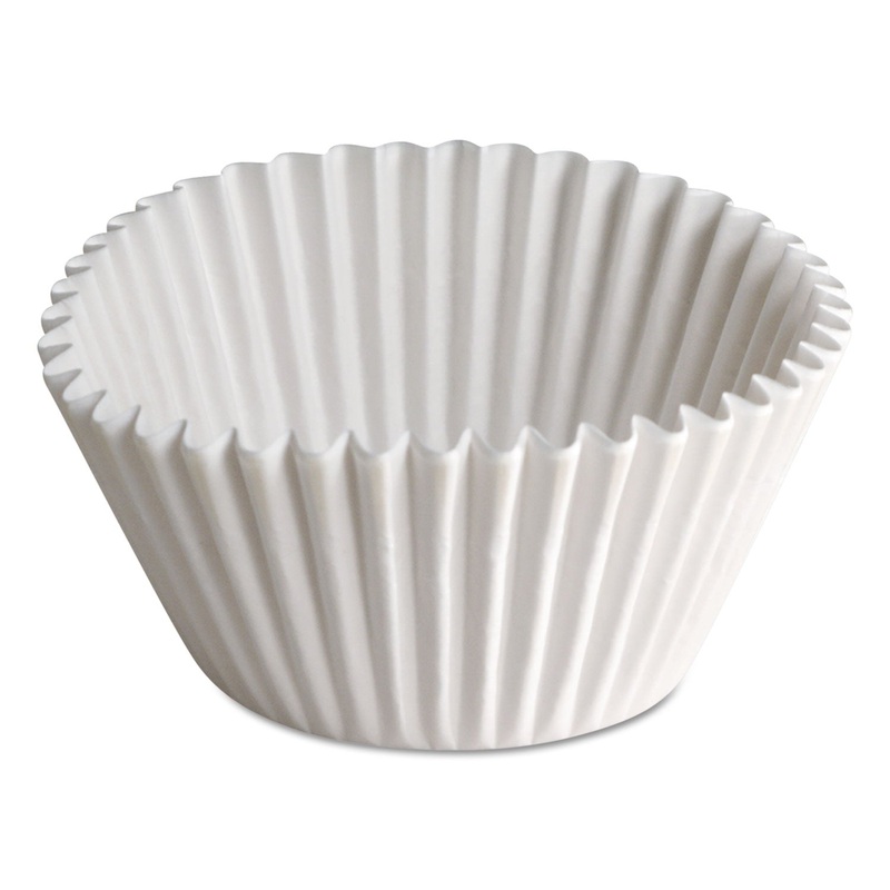 Fluted Bake Cups, 1 1/2″ X 1/2″ X 3 1/2″, White, 500/carton