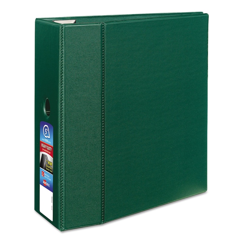 HEAVY-DUTY NON-VIEW BINDER WITH DURAHINGE AND LOCKING ONE TOUCH EZD RINGS, 3 RINGS, 5″ CAPACITY, 11 X 8.5, GREEN