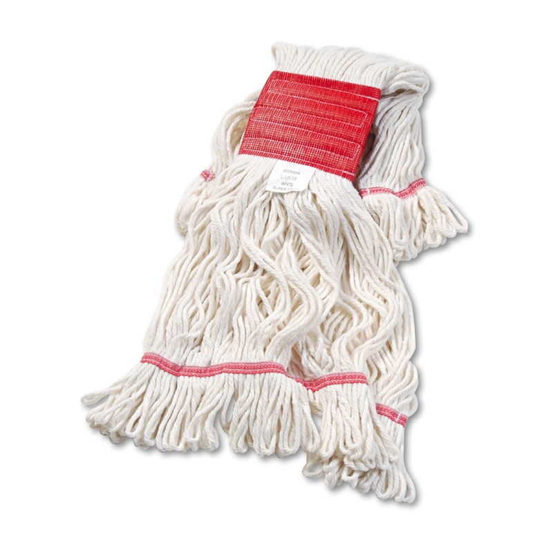 SUPER LOOP WET MOP HEAD, COTTON/SYNTHETIC FIBER, 5″ HEADBAND, LARGE SIZE, WHITE