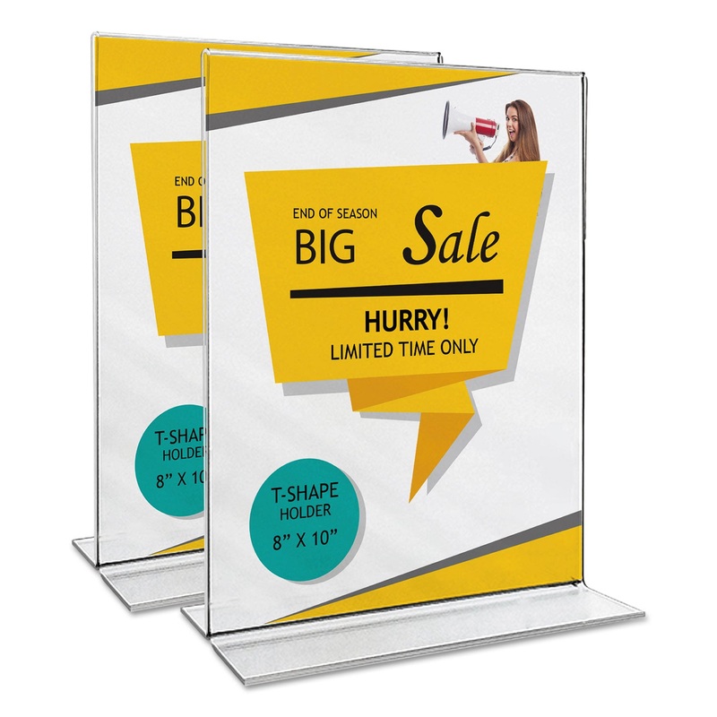 CLEAR 2-SIDED T-STYLE FREESTANDING FRAME, 8 X 10