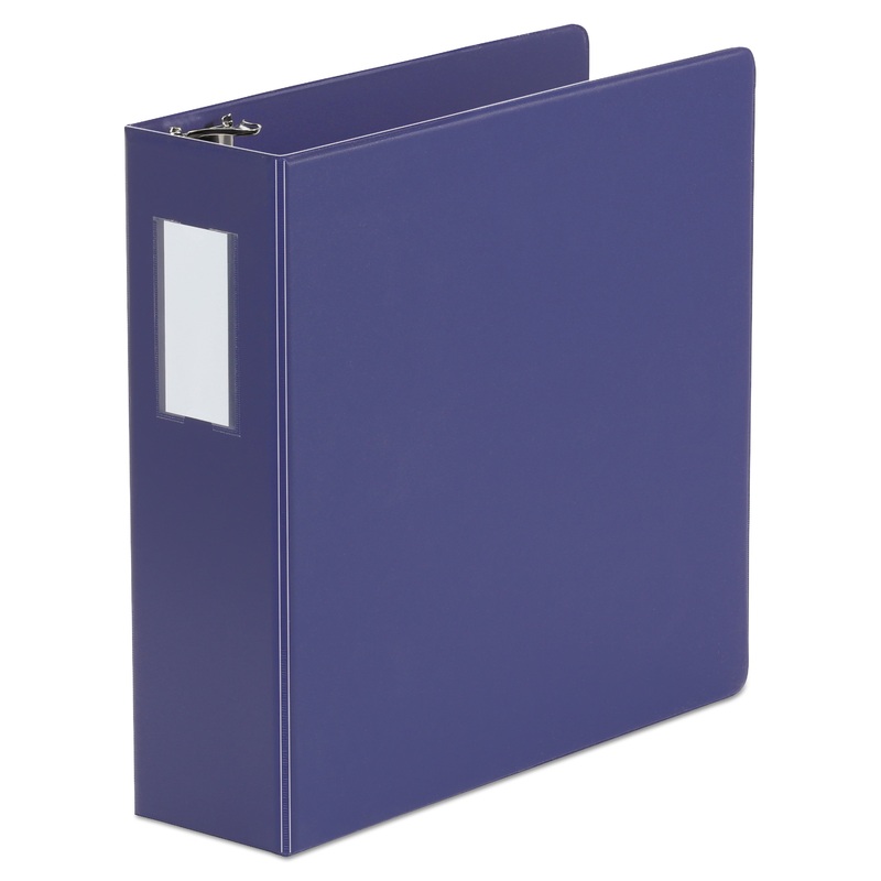 DELUXE NON-VIEW D-RING BINDER WITH LABEL HOLDER, 3 RINGS, 3″ CAPACITY, 11 X 8.5, NAVY BLUE