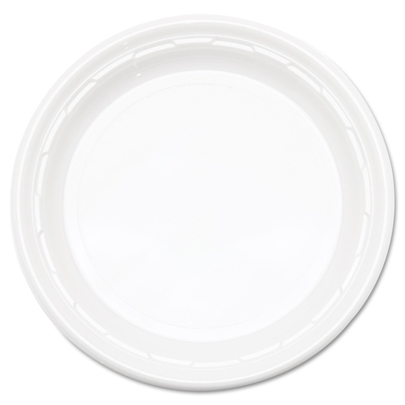 Famous Service Plastic Dinnerware, Plate, 9″, White, 125/pack, 4 Packs/carton