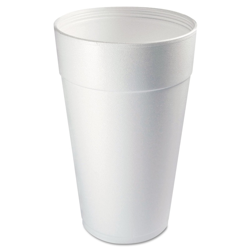 FOAM DRINK CUPS, 44 OZ., HOT/COLD, WHITE, 20/BAG