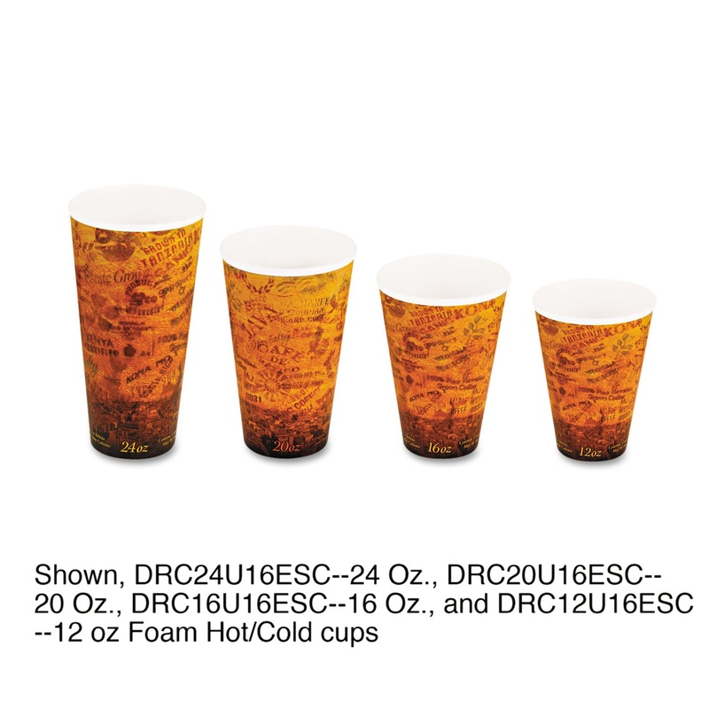 Foam Hot/cold Cups, 24oz, Brown/black, 500/carton