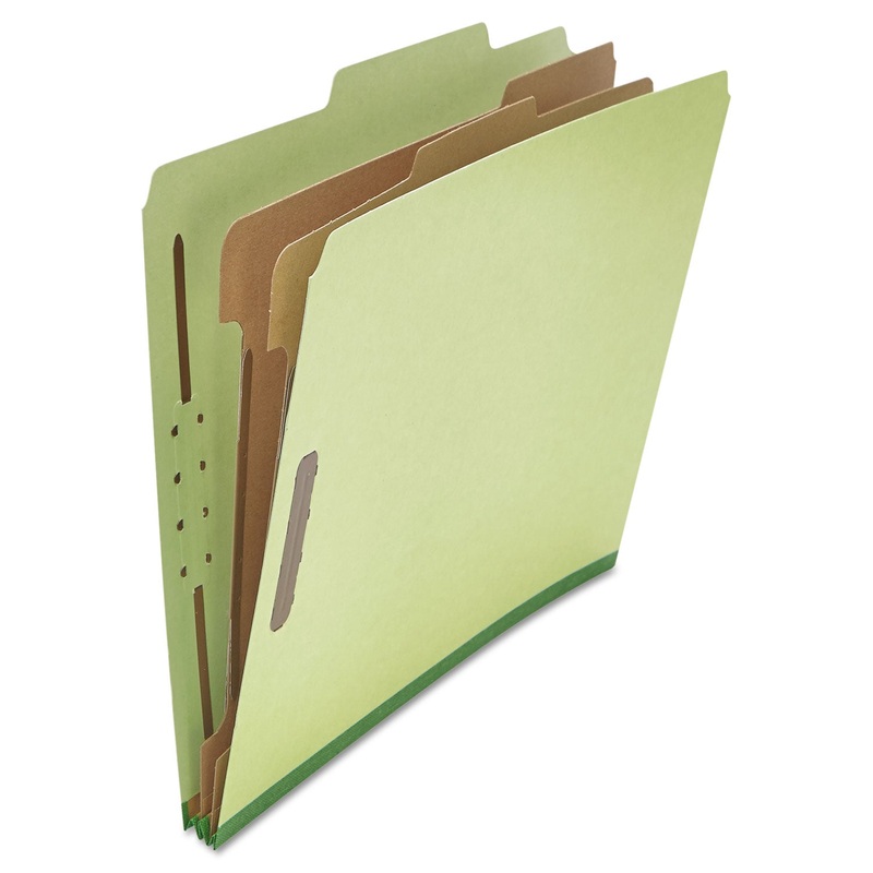 FOUR-, SIX- AND EIGHT-SECTION CLASSIFICATION FOLDERS, 2 DIVIDERS, LETTER SIZE, GREEN, 10/BOX