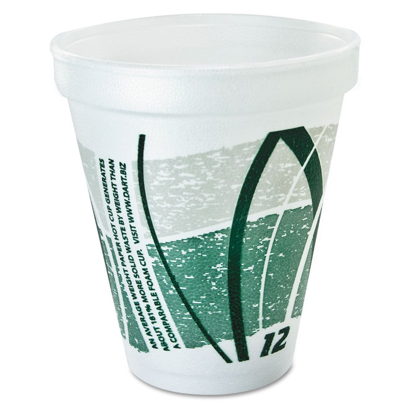 IMPULSE HOT/COLD FOAM DRINKING CUPS, 12 OZ, WHITE/GREEN/GRAY, 25/BAG, 40/CARTON