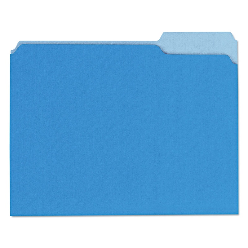 INTERIOR FILE FOLDERS, 1/3-CUT TABS, LETTER SIZE, BLUE, 100/BOX