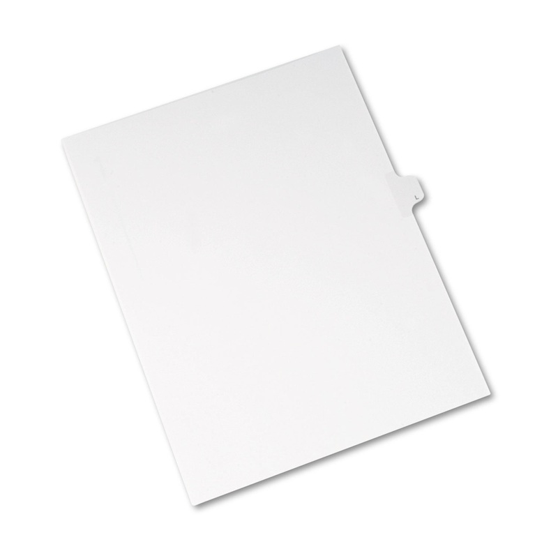 PREPRINTED LEGAL EXHIBIT SIDE TAB INDEX DIVIDERS, ALLSTATE STYLE, 26-TAB, L, 11 X 8.5, WHITE, 25/PACK