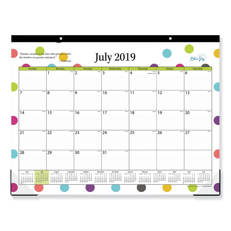 TEACHER DOTS ACADEMIC YEAR DESK PAD, 22 X 17, ASSORTED COLOR DOTS, 2019-2020