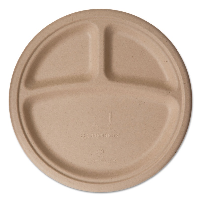 Wheat Straw Dinnerware, 3 Compartment Plate, 10″ Diameter, 500/carton