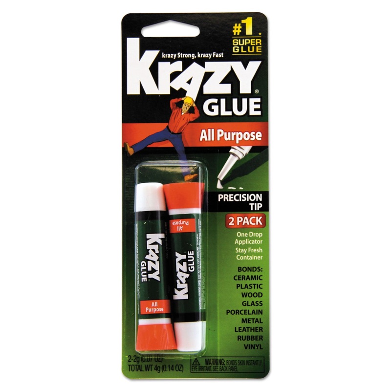 ALL PURPOSE KRAZY GLUE, 0.07 OZ, DRIES CLEAR, 2/PACK