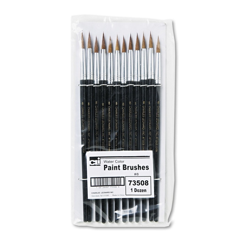 Artist Brush, Size 8, Camel Hair, Round, 12/pack