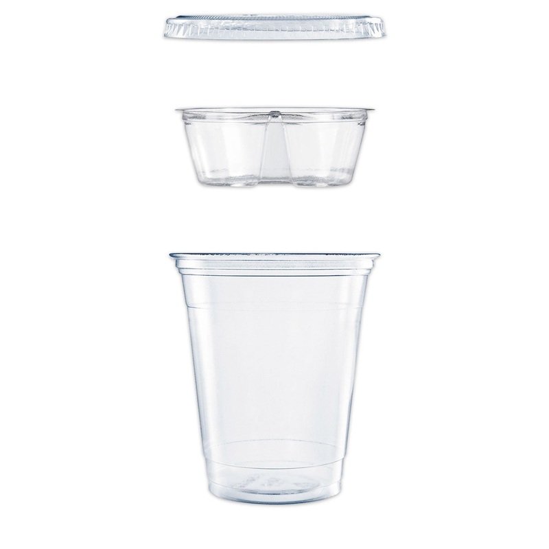 Clear Pet Cups With Single Compartment Insert, 12 Oz, Clear, 500/carton