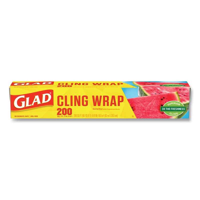 Clingwrap Plastic Wrap, 200 Square Foot Roll, Clear, 12/carton