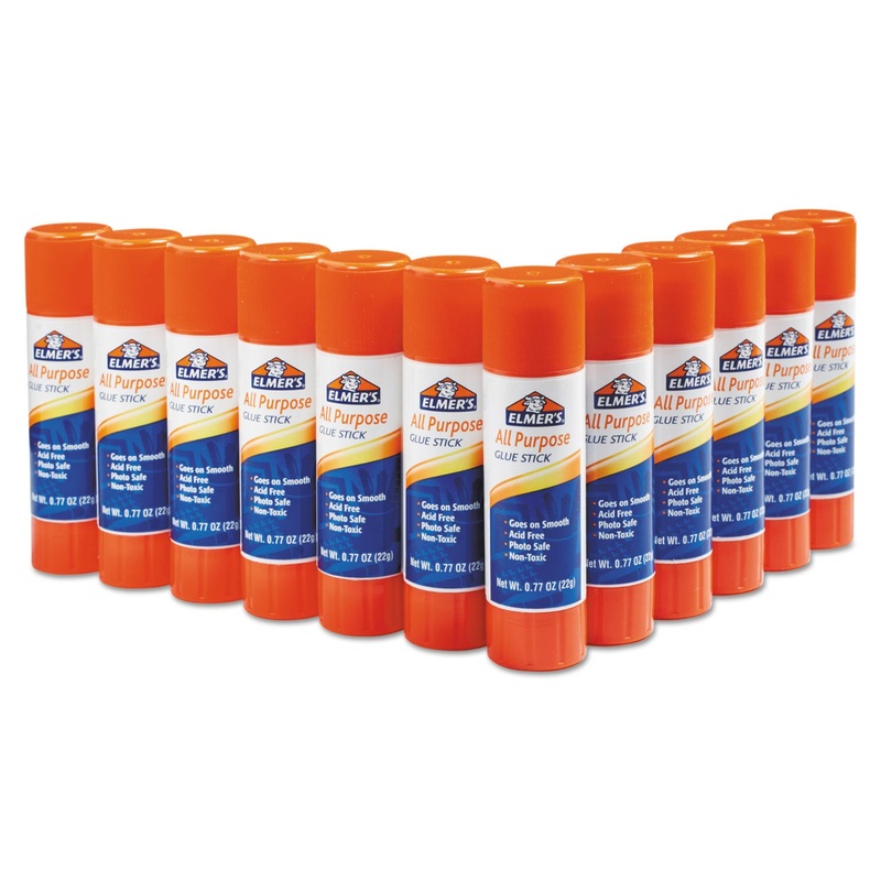 DISAPPEARING GLUE STICK, 0.77 OZ, APPLIES WHITE, DRIES CLEAR, 12/PACK