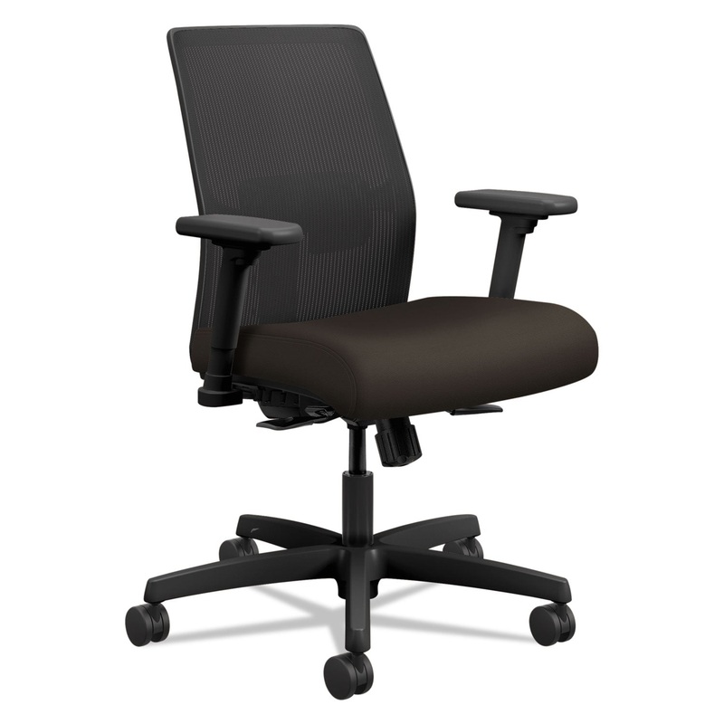 IGNITION 2.0 4-WAY STRETCH LOW-BACK MESH TASK CHAIR, SUPPORTS UP TO 300 LBS., ESPRESSO SEAT, BLACK BACK/BASE