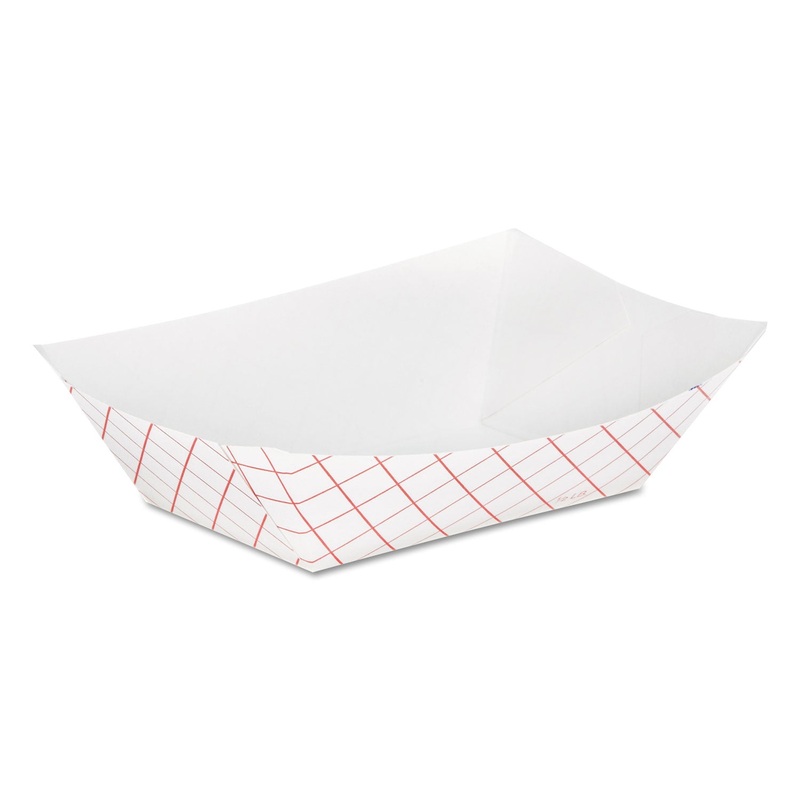 Kant Leek Clay-Coated Paper Food Tray, 3 3/4 X 1 2/5 X 5 3/10, Red Plaid
