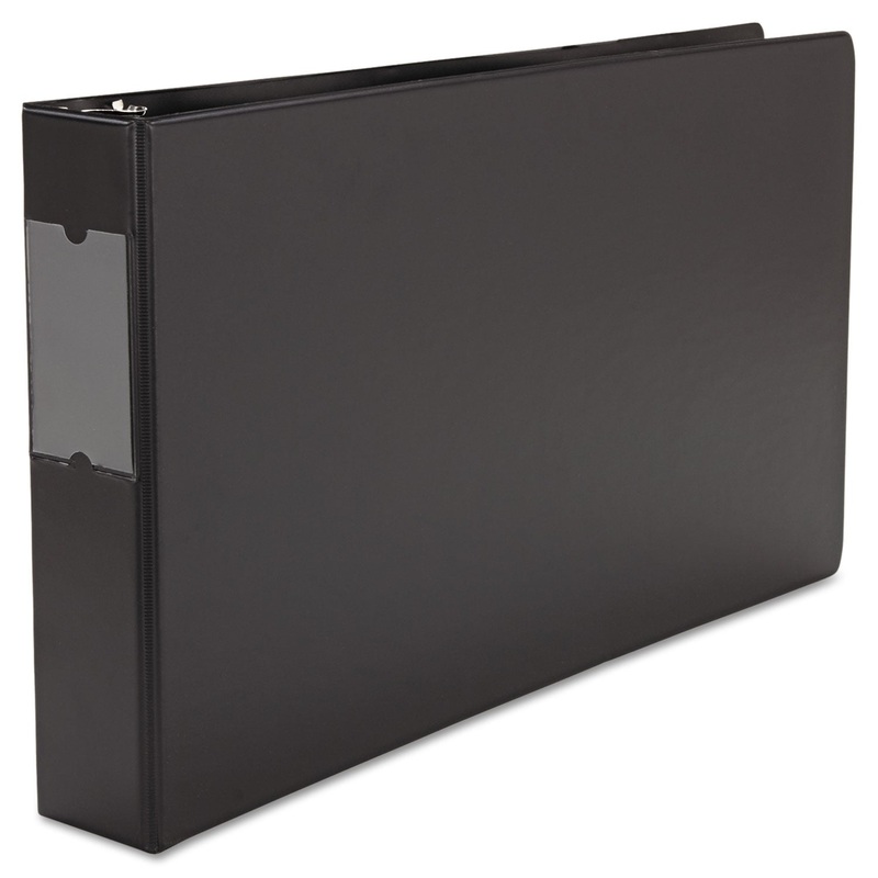 LEDGER-SIZE ROUND RING BINDER WITH LABEL HOLDER, 3 RINGS, 2″ CAPACITY, 11 X 17, BLACK