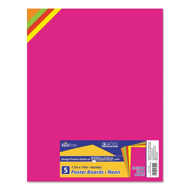 Premium Coated Poster Board, 11 X 14, Assorted, 5/pack