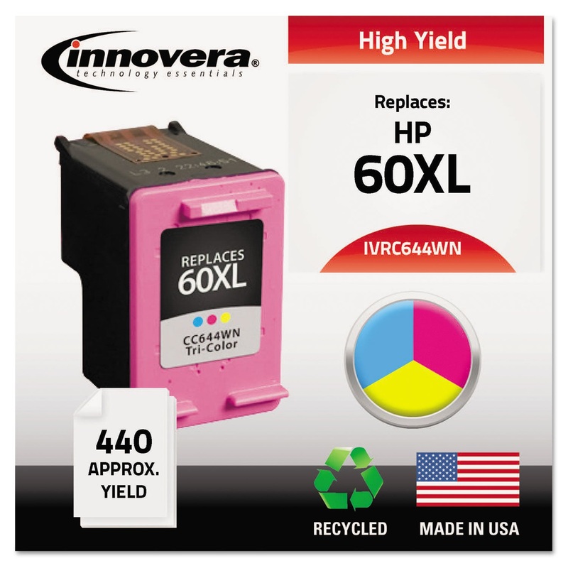 REMANUFACTURED CC644WN (60XL) HIGH-YIELD INK, 440 PAGE-YIELD, TRI-COLOR