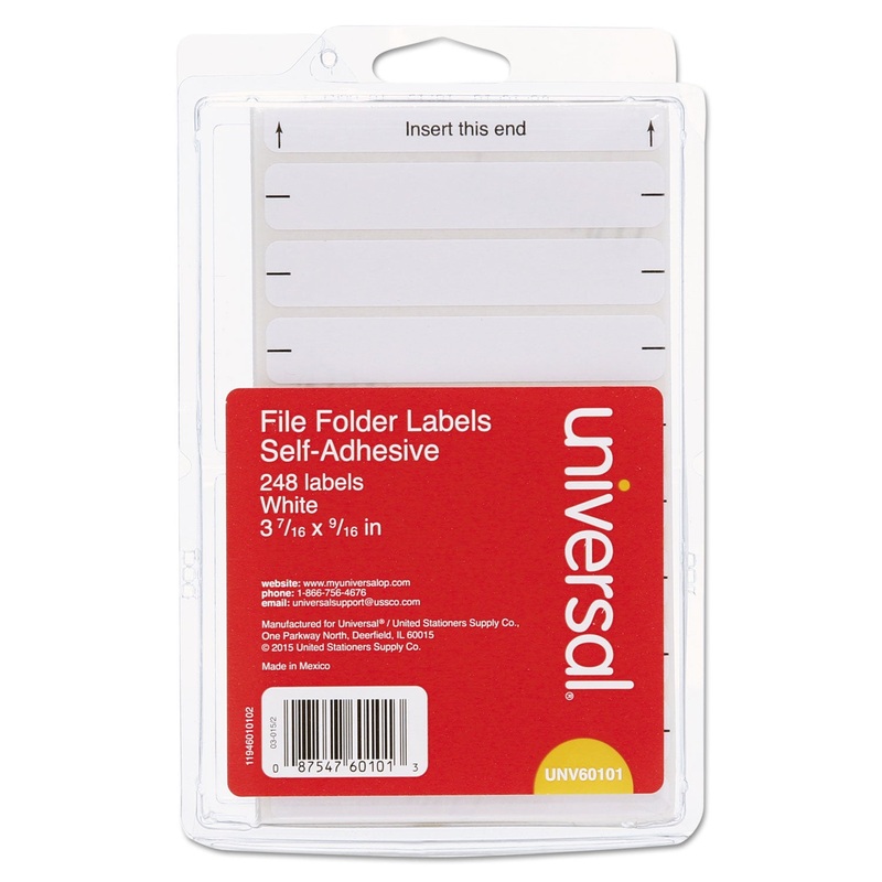 SELF-ADHESIVE PERMANENT FILE FOLDER LABELS, 0.56 X 3.44, WHITE, 8/SHEET, 31 SHEETS/PACK