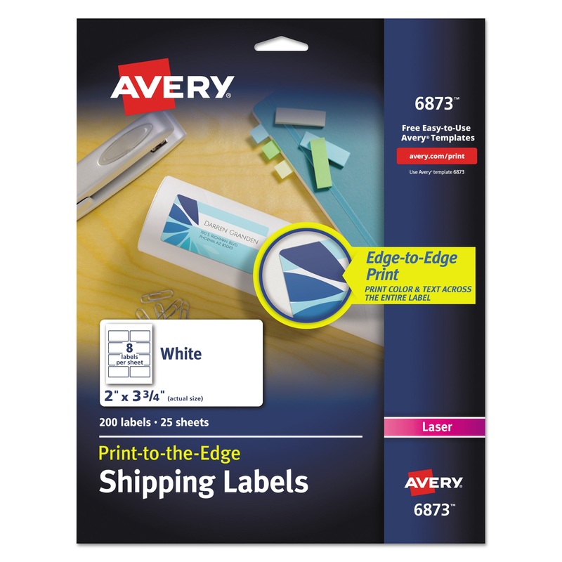 VIBRANT LASER COLOR-PRINT LABELS W/ SURE FEED, 2 X 3 3/4, WHITE, 200/PK