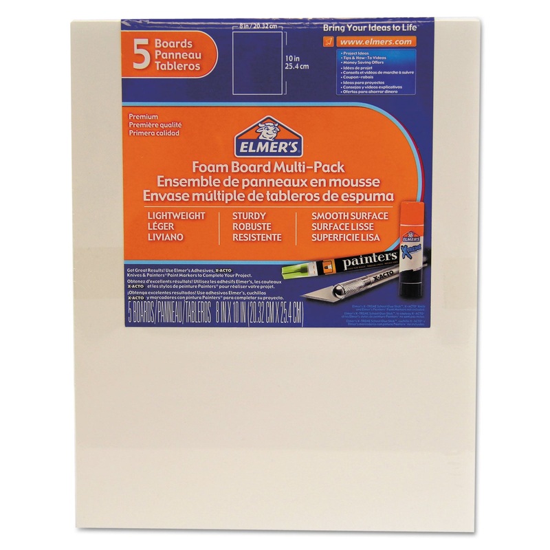 White Pre-Cut Foam Board Multi-Packs, 8 X 10, 5/pk