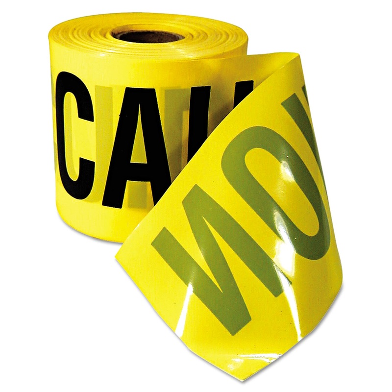 Caution Barricade Tape, “caution Cuidado” Text, 3″x200ft, Yellow W/black Print