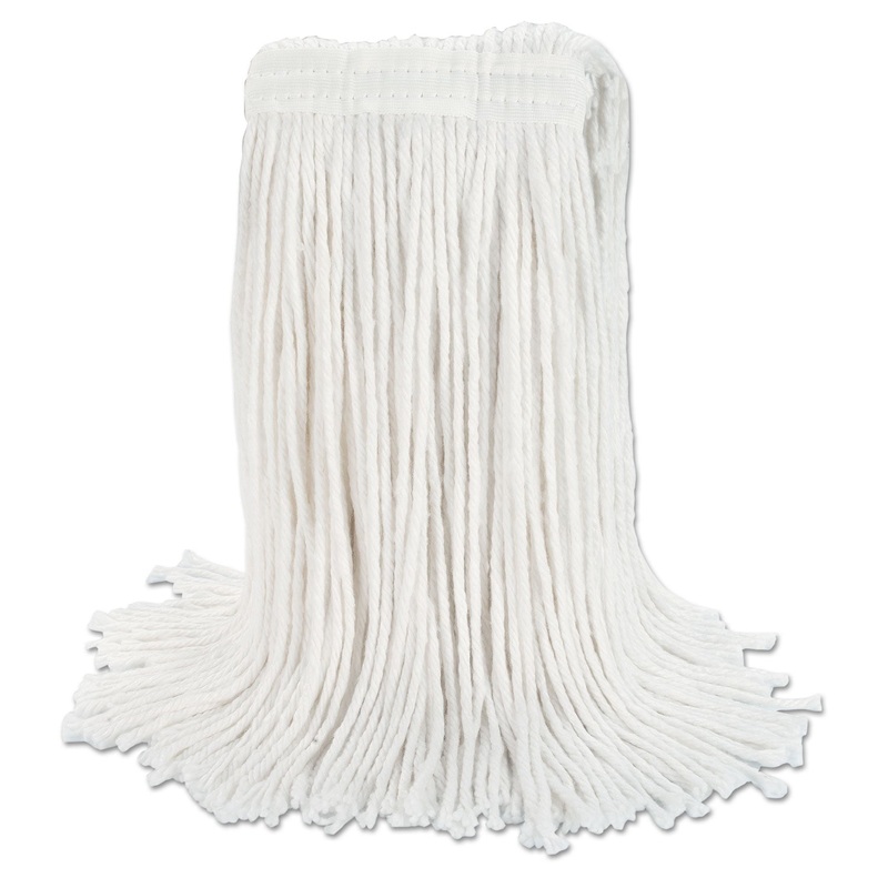 Cut-End Wet Mop Head, #20, White, Cotton, 12/carton