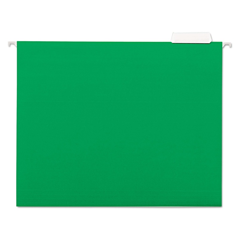 DELUXE BRIGHT COLOR HANGING FILE FOLDERS, LETTER SIZE, 1/5-CUT TAB, BRIGHT GREEN, 25/BOX