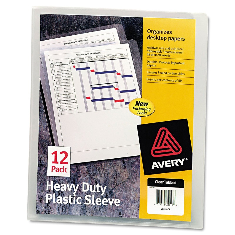 HEAVY-DUTY PLASTIC SLEEVES, LETTER SIZE, CLEAR, 12/PACK