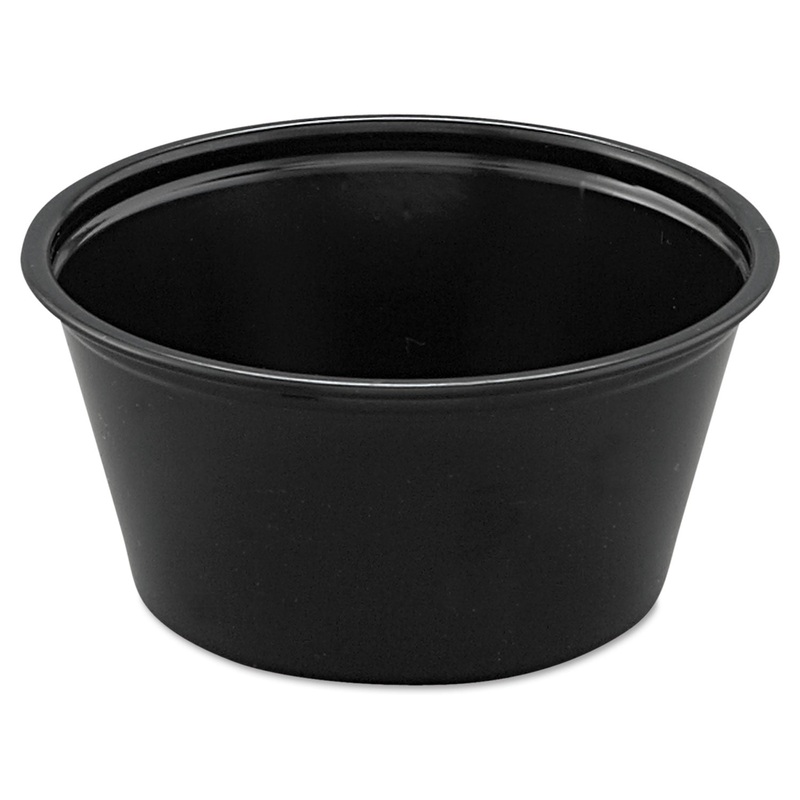 Polystyrene Portion Cups, 2oz, Black, 250/bag, 10 Bags/carton