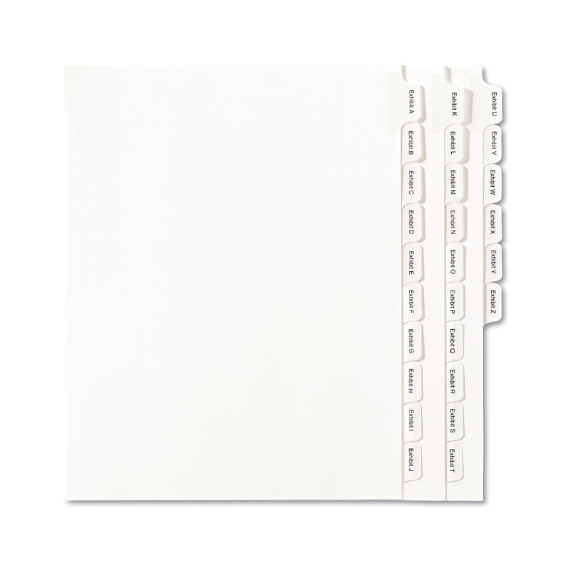 PREPRINTED LEGAL EXHIBIT SIDE TAB INDEX DIVIDERS, ALLSTATE STYLE, 26-TAB, EXHIBIT A TO EXHIBIT Z, 11 X 8.5, WHITE, 1 SET