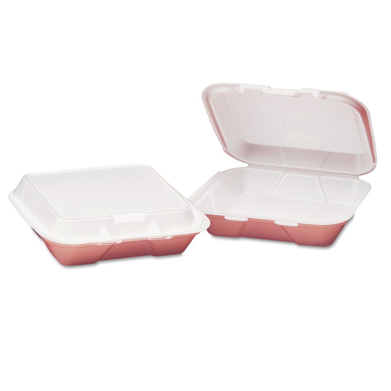 Snap-It Foam Hinged Container, Small, 1-Comp, White, 8-7/16×7-5/8×2-3/8, 100/bag