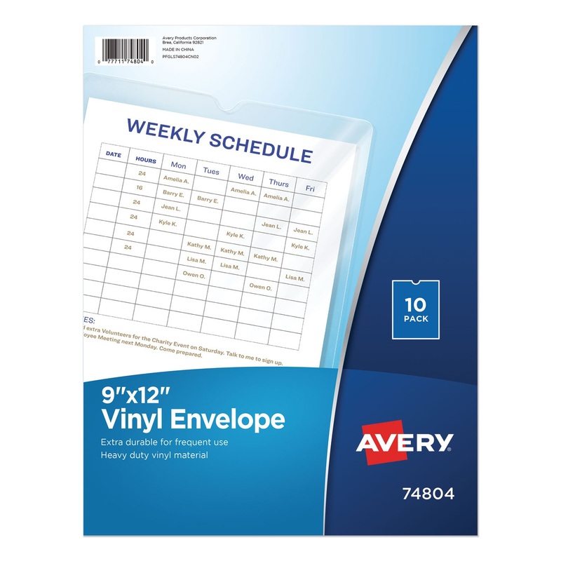 Top-Load Clear Vinyl Envelopes W/thumb Notch, 9 X 12″