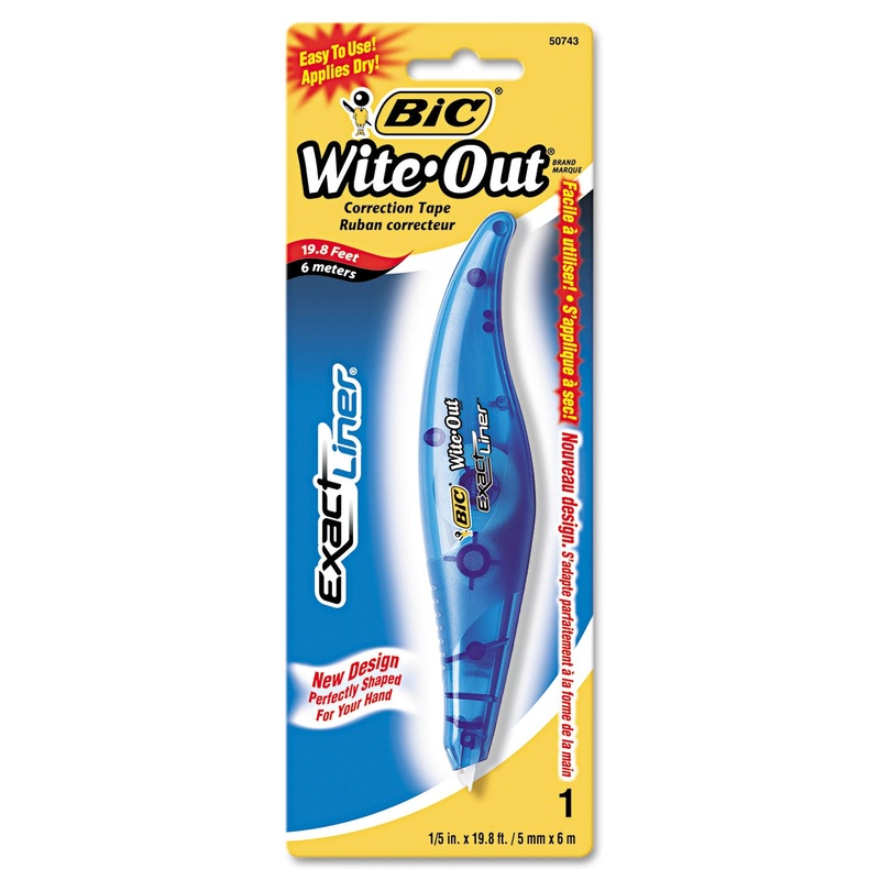 Wite-Out Exact Liner Correction Tape, Non-Refillable, Blue, 1/5″ X 236″