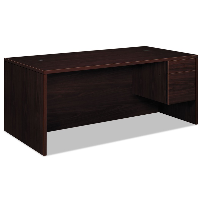 10500 SERIES LARGE “L” OR “U” RIGHT 3/4 HEIGHT PEDESTAL DESK, 72W X 36D X 29.5H, MAHOGANY