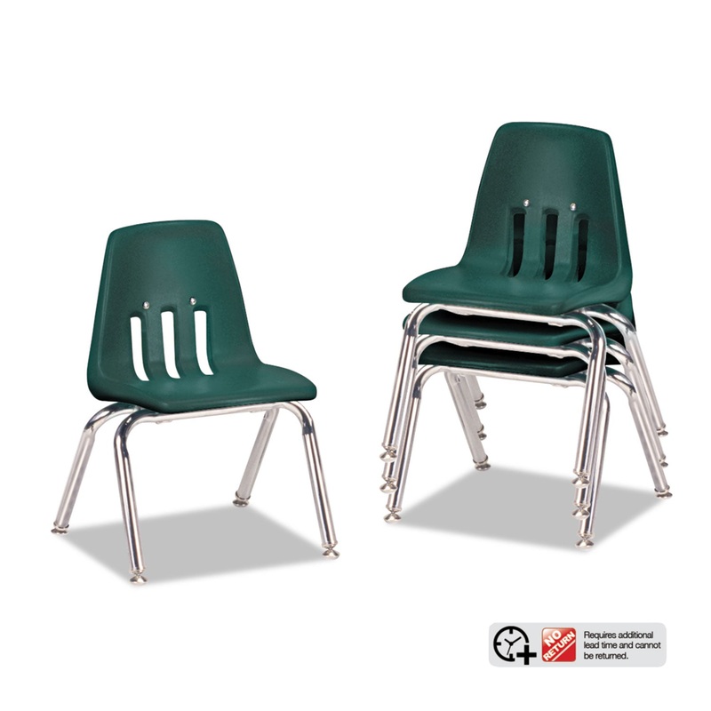 9000 SERIES CLASSROOM CHAIRS, 12″ SEAT HEIGHT, FOREST GREEN SEAT/FOREST GREEN BACK, CHROME BASE, 4/CARTON