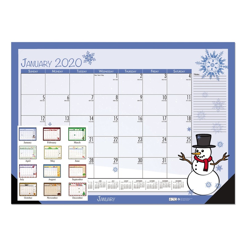 EARTHSCAPES SEASONAL DESK PAD CALENDAR, 22 X 17, ILLUSTRATED HOLIDAY, 2020